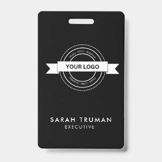 Custom Black Business Employee Card Modern  Badge