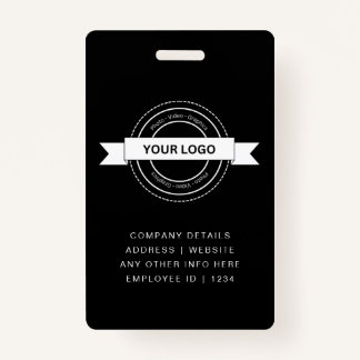 Custom Black Business Employee Card Modern  Badge
