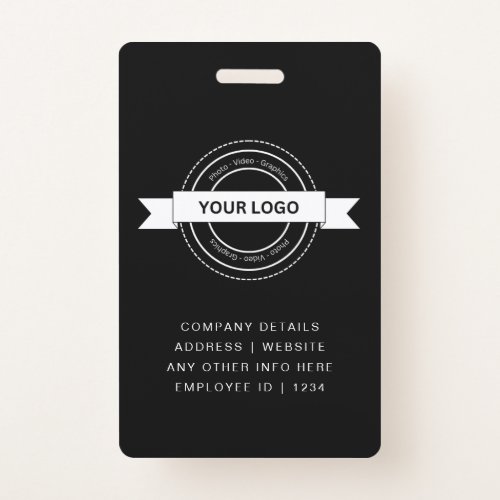 Custom Black Business Employee Card Modern  Badge