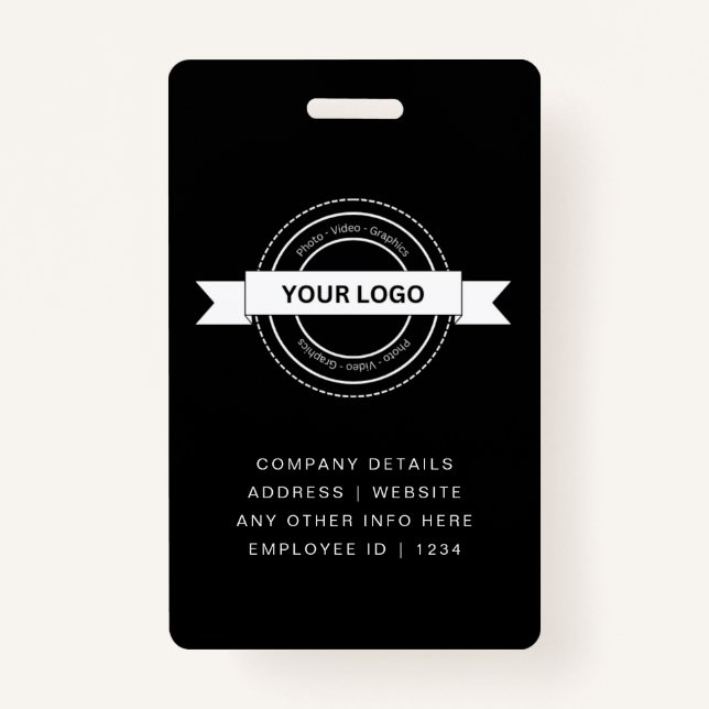 Custom Black Business Employee Card Modern  Badge (Back)