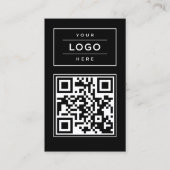 Custom Black Business Logo and Website QR Code Business Card (Front)