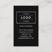 Custom Black Business Logo and Website QR Code Business Card (Back)