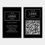 Custom Black Business Logo and Website QR Code Business Card