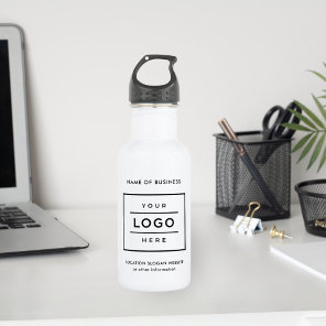 Custom Black Business Logo Branded White Stainless Steel Water Bottle