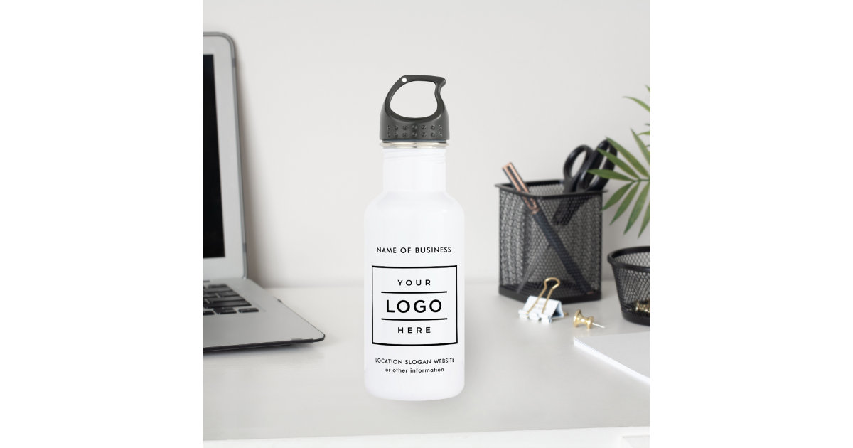 Personalised Metal Water Bottle White / Black 12 Hours Hot 24 Hours Cold  Insulated Double Walled Vacuum Flask Any Name in Modern Design 