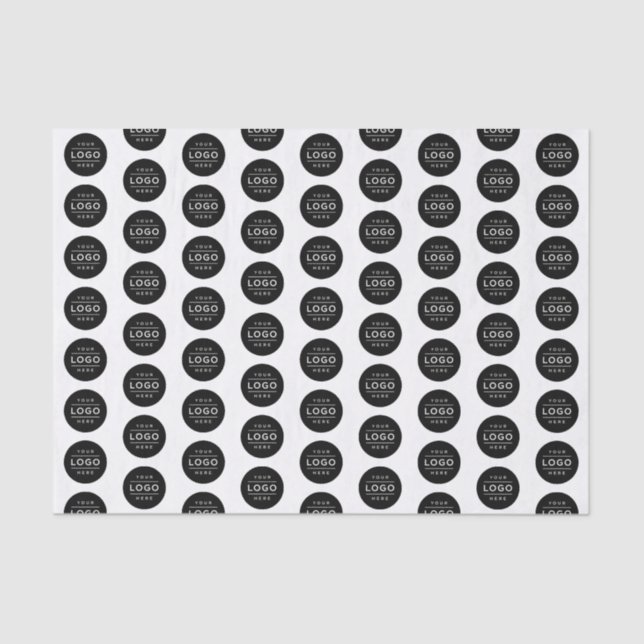 Custom Black Business Logo Branding Patterned Tissue Paper (Front)