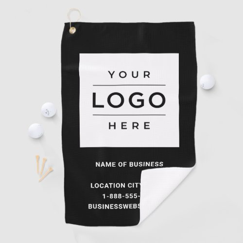 Custom Black Business Logo Company Branded Golf Towel