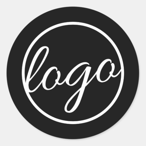 Custom Black Business Logo Company Branding Classic Round Sticker