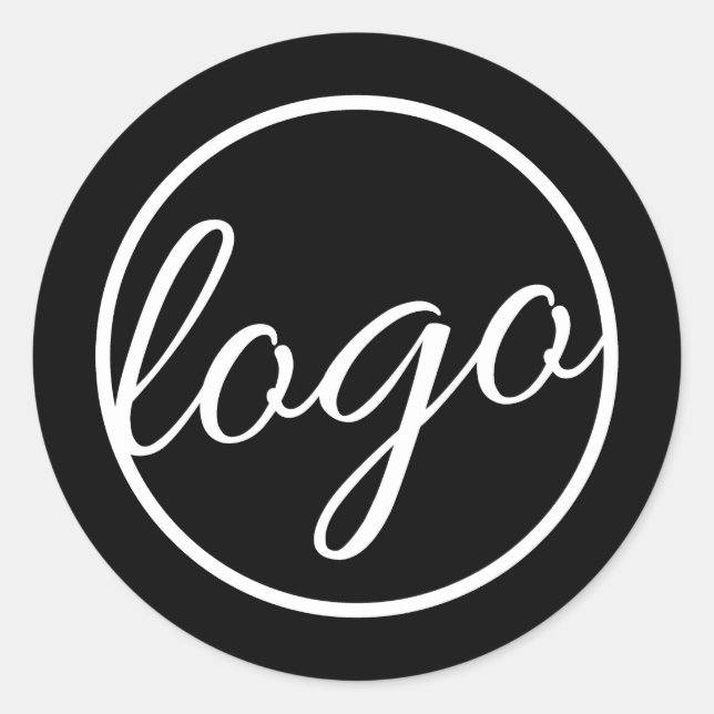 Custom Black Business Logo Company Branding Classic Round Sticker (Front)
