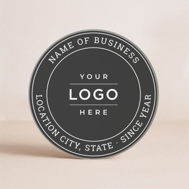 Custom Black Business Logo Location Year Coaster (Creator Uploaded)