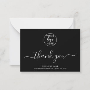Custom Black Business Logo Note Card
