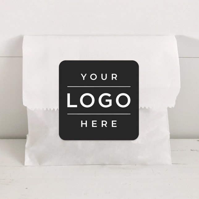 Custom Black Business Logo Promo Square Sticker (Creator Uploaded)