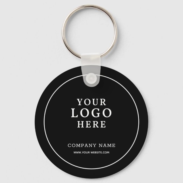 Custom Black Business Logo Qr Code Promotional   Keychain (Front)