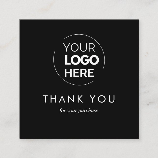 Custom Black Business Logo QR Code Thank You Discount Card (Front)
