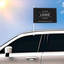 Custom Black Business Logo Website Promo Car Flag