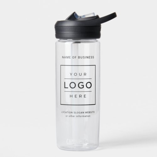 Custom Black Business Name and Logo Branded Water Bottle