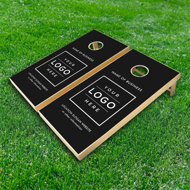 Custom Black Business Name and Logo Cornhole Set (Creator Uploaded)