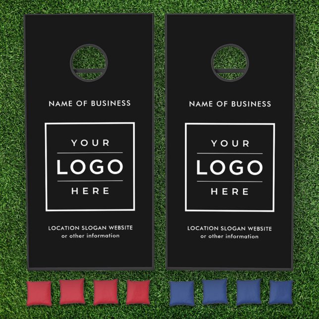 Custom Black Business Name and Logo Cornhole Set (Creator Uploaded)