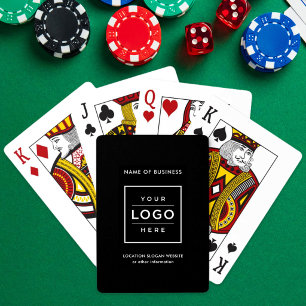 Custom Black Business Name and Logo Poker Cards