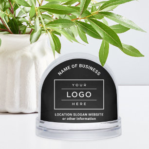 Custom Black Business Name and Logo Snow Globe