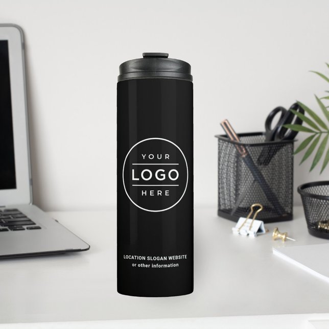 Custom Black Business Name and Logo Thermal Tumbler (Creator Uploaded)