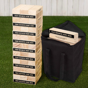 Custom Black Business Name Company Branded Topple Tower