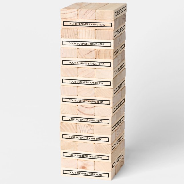 Custom Black Business Name Giant Topple Tower Game (Assembled)