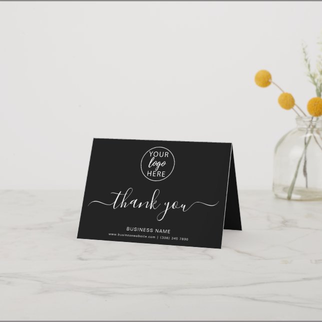 Custom Black Business Thank You Card (Front)