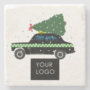 Custom Black Cab Taxi Christmas Logo Company Gift Stone Coaster