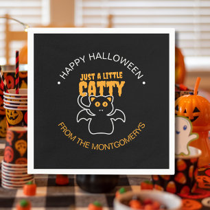 Custom Black Cat Bat Funny Quote Halloween Party Napkins