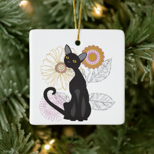 Custom Black Cat Christmas Ornament