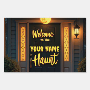 Custom Black Cat & Full Moon Halloween Yard Banner Sign