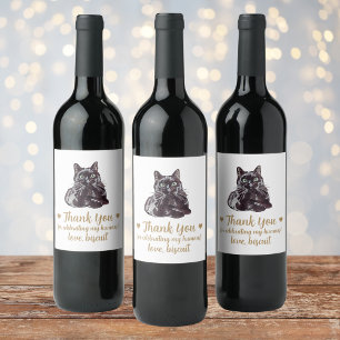 Custom Black Cat I Do Too Wedding Wine Label