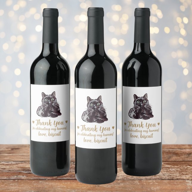 Custom Black Cat I Do Too Wedding Wine Label (Creator Uploaded)