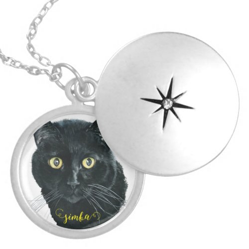 Custom Black Cat Photo Pet Photo Dog Photo Locket Necklace