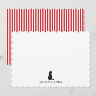 Custom Black Cat Stripe Logo Stationary Thank You Card