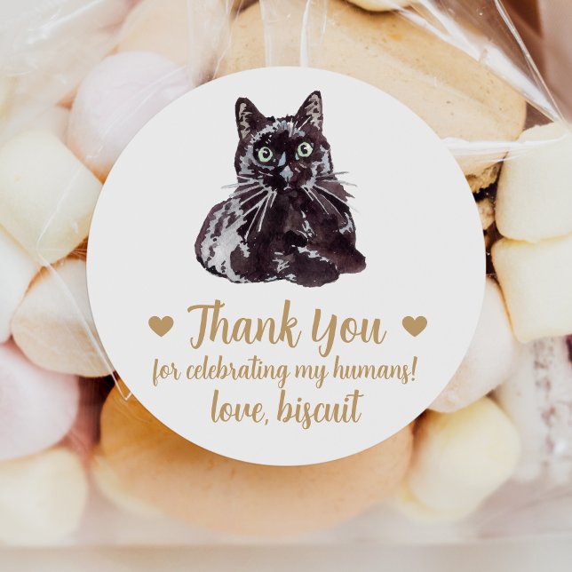 Custom Black Cat Wedding Favor Stickers (Creator Uploaded)