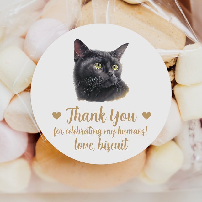 Custom Black Cat Wedding Favor Stickers (Creator Uploaded)