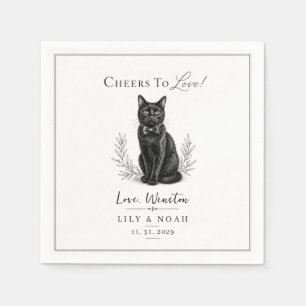 Custom Black Cat Wedding Printable Keepsake Sketch Napkins