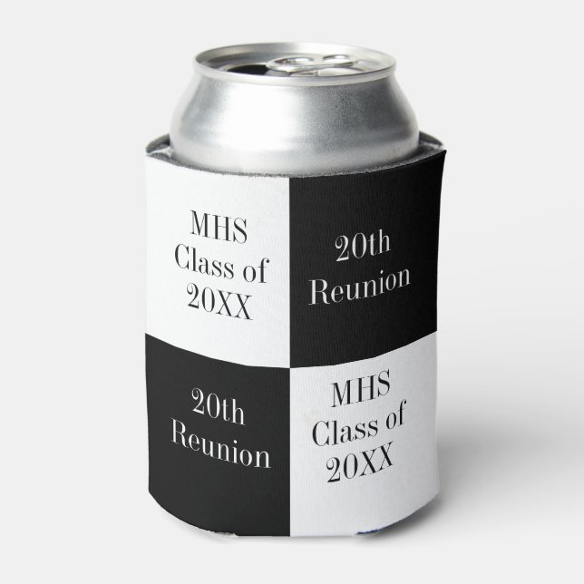 Custom Black Checkered Class Reunion Can Cooler (Can Front)