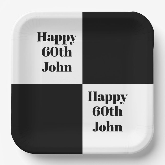 Custom Black Checkered  Paper Plates (Front)