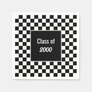 Custom Black Checkered Reunion  Napkins