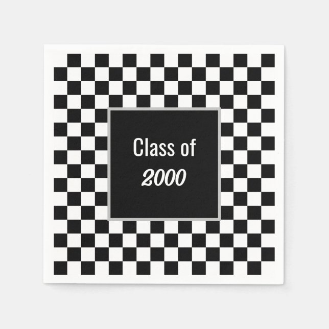 Custom Black Checkered Reunion  Napkins (Front)