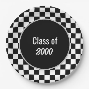 Custom Black Checkered Reunion  Paper Plates