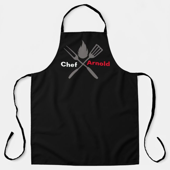 Custom Black Chef Apron | Personalize With Name (Front)