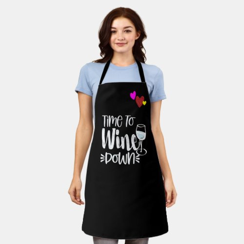 Custom  Black Chef Time To Wine Down Personalized Apron