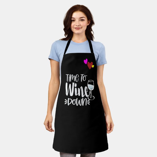 Custom  Black Chef Time To Wine Down Personalized Apron (Worn)