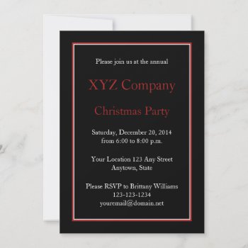 Custom Black Christmas Holiday Party Invitations by thechristmascardshop at Zazzle