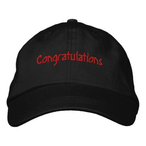 Custom Black Color Congratulations Text Name  Embroidered Baseball Cap