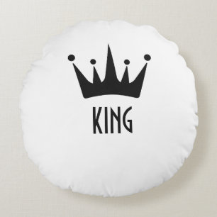 Custom Black color Crown King Text Round Pillow